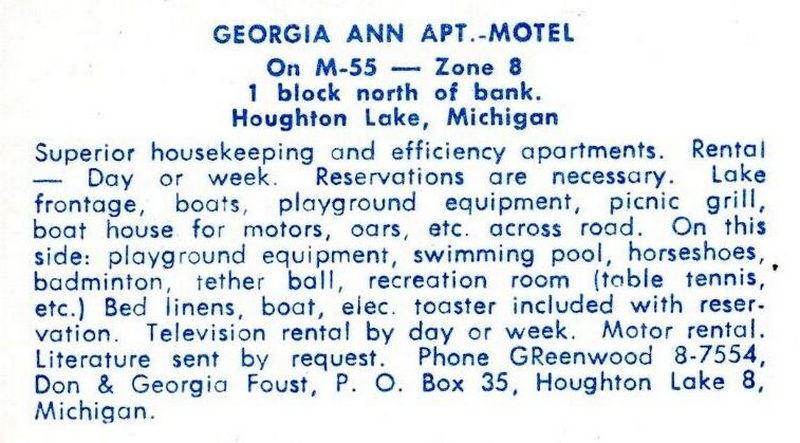 Georgia Ann Apt Motel - Vintage Postcard